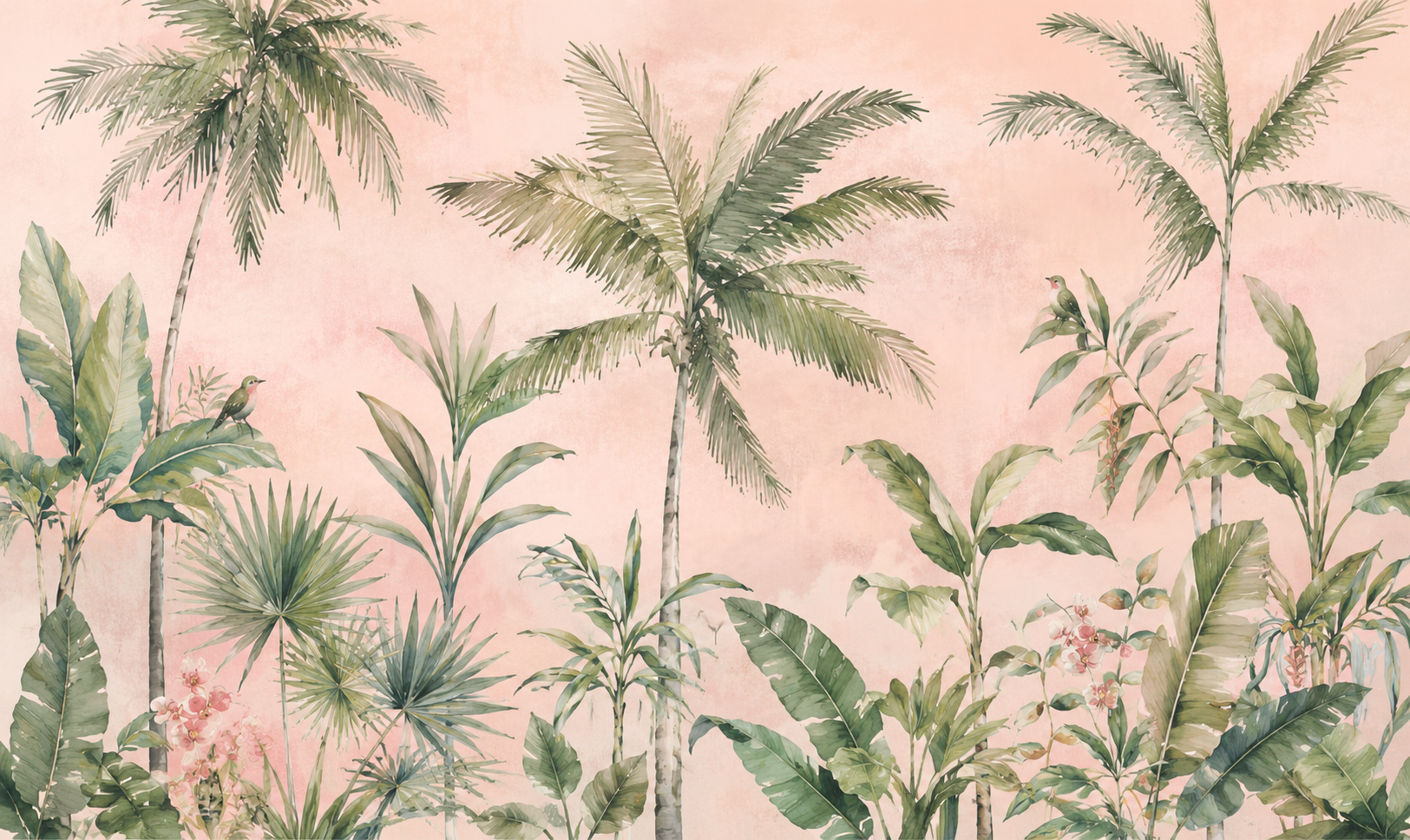 Blush Pink Tropical Palm Tree Wallpaper Mural