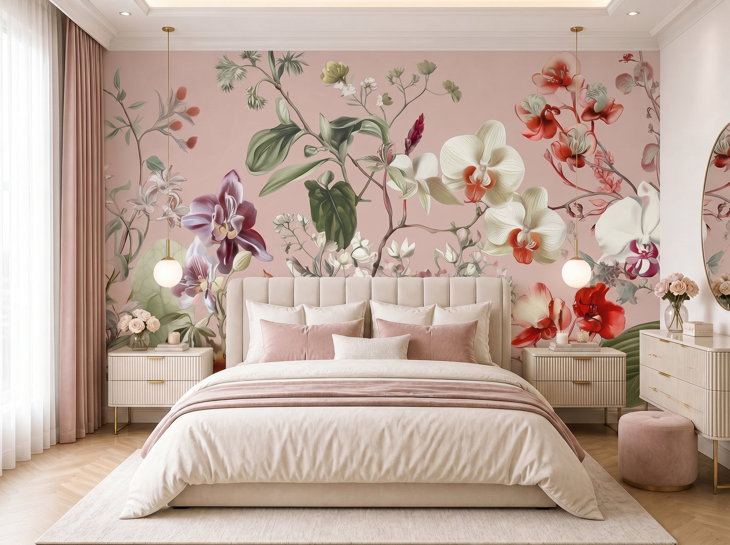 Romantic Orchid Garden Mural