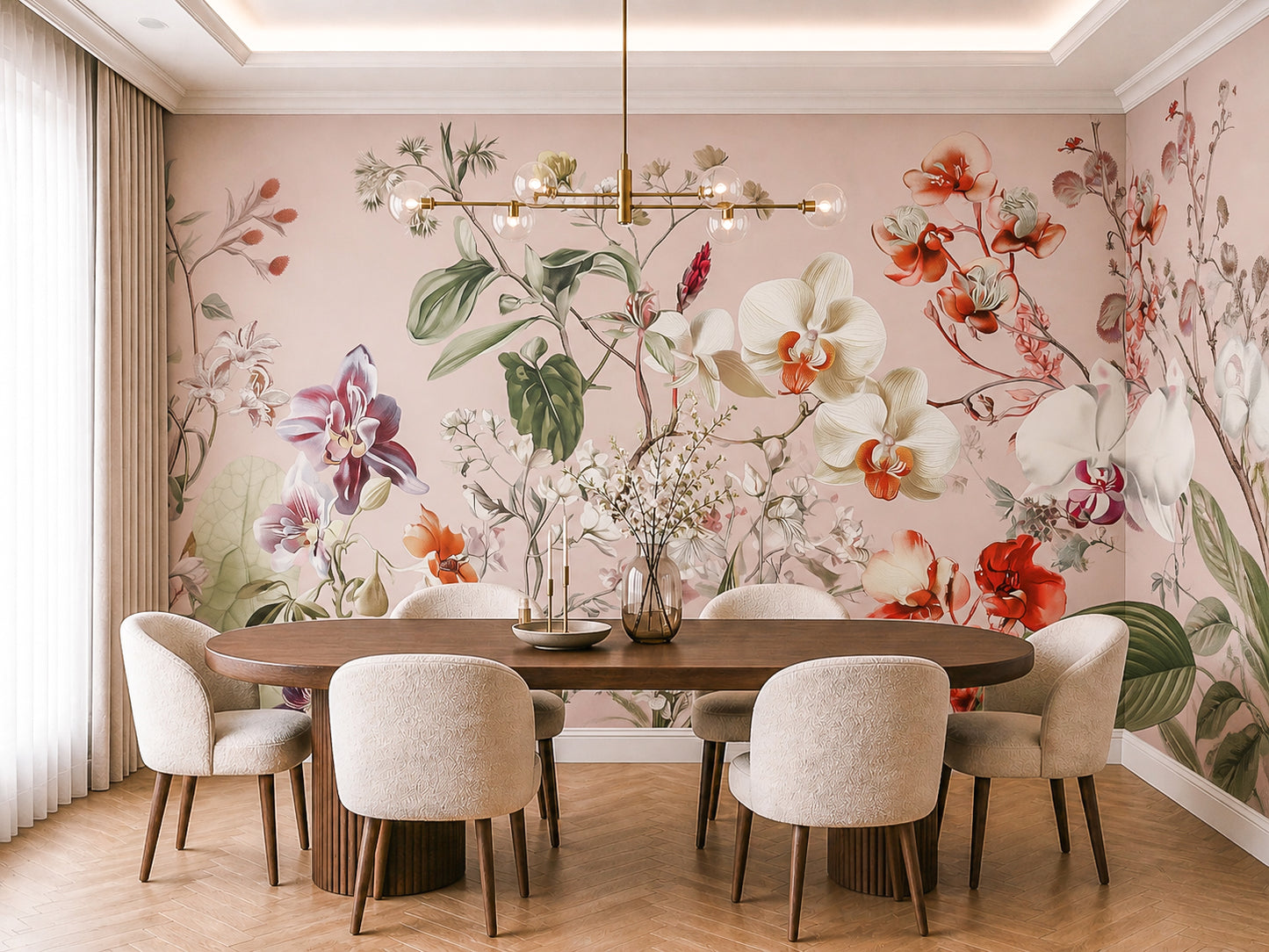 Romantic Orchid Garden Mural