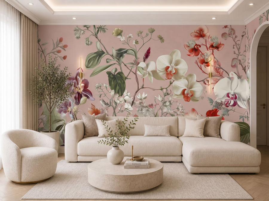 Romantic Orchid Garden Mural