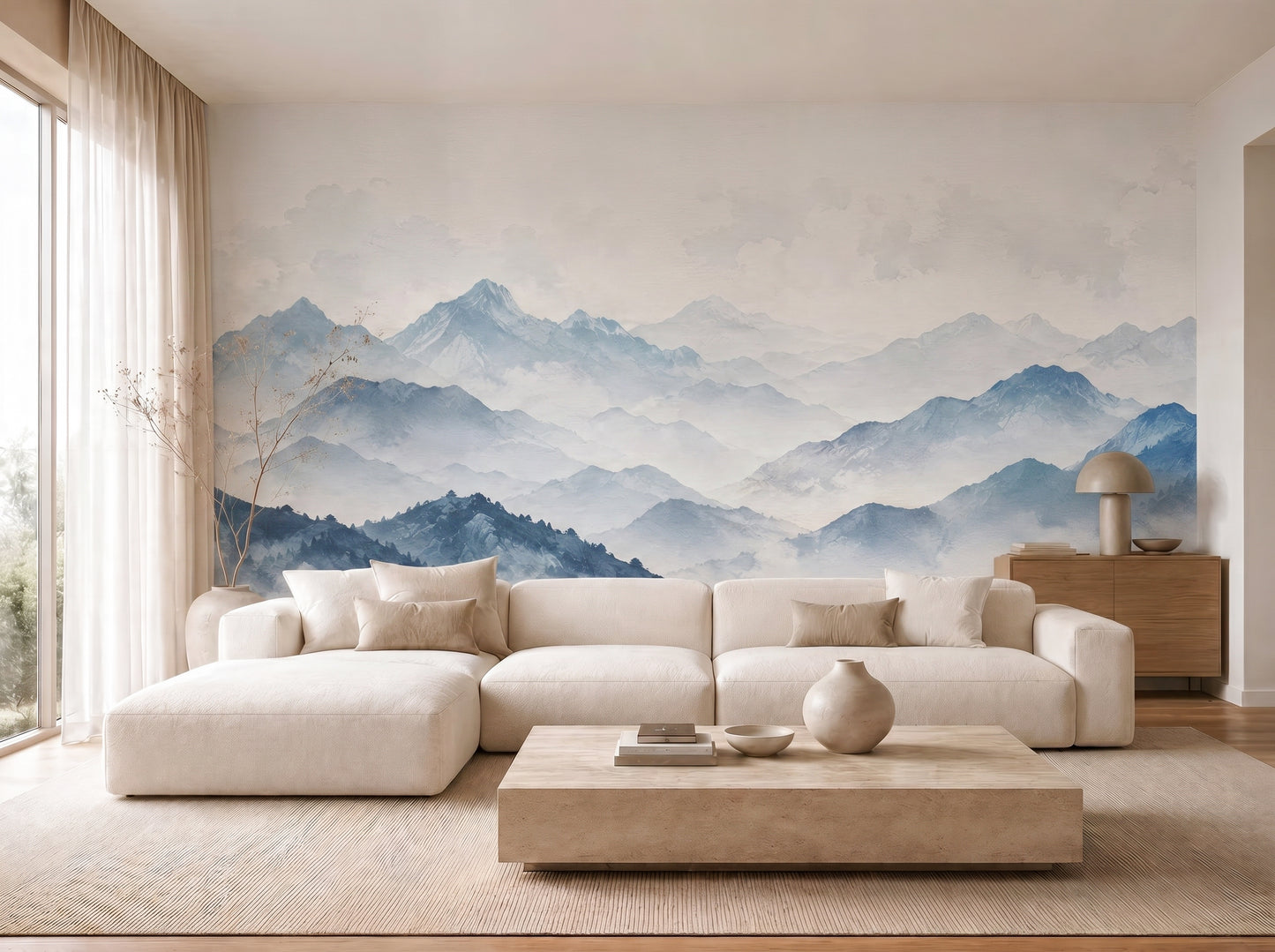Misty Blue Mountain Wall Mural Wallpaper