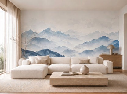 Misty Blue Mountain Wall Mural Wallpaper