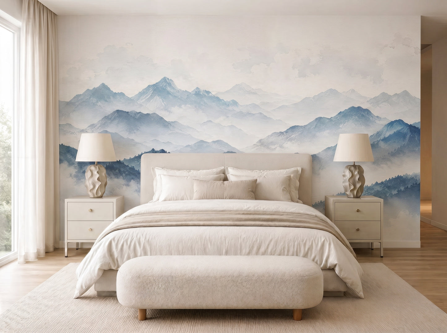 Misty Blue Mountain Wall Mural Wallpaper