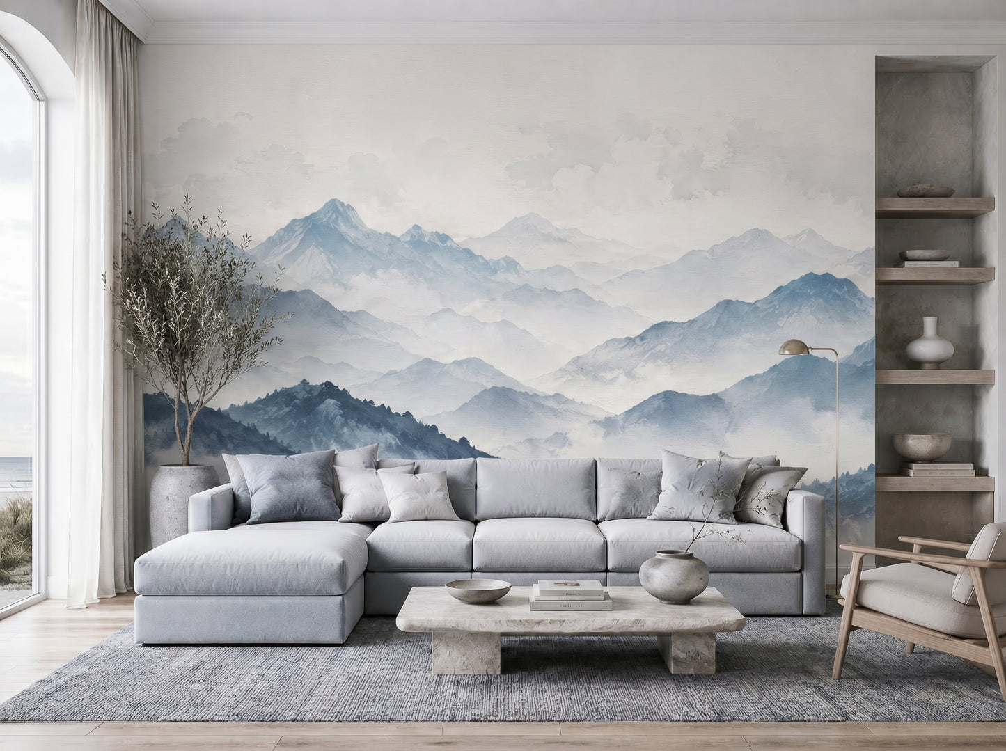 Misty Blue Mountain Wall Mural Wallpaper