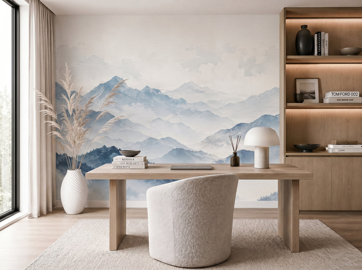 Misty Blue Mountain Wall Mural Wallpaper