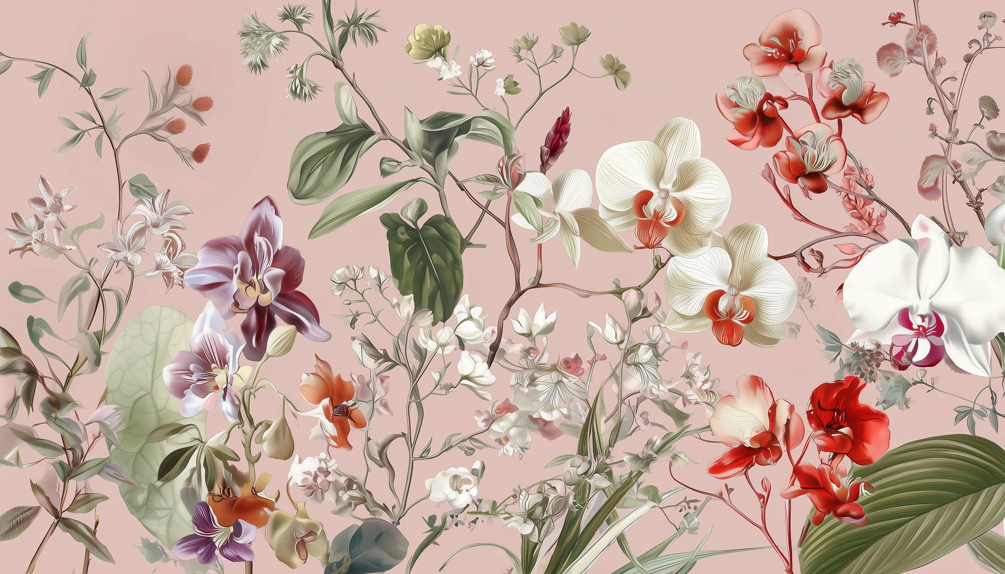 Romantic Orchid Garden Mural